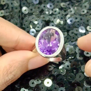 Amethyst ring, silver women ring