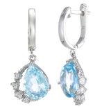 Pear-Cut Blue Topaz Drop Earrings in 925 Sterling Silver