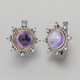 women amethyst earrings, silver earrings, silver studs