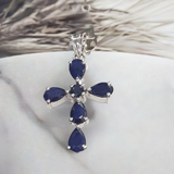 Blue Sapphire Cross Pendant