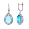 Tear drop Swiss blue topaz silver earrings, Sterling silver earrings 