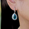 Tear drop Swiss blue topaz silver earrings, Sterling silver earrings 