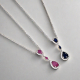 ruby and blue sapphire pendant necklace set