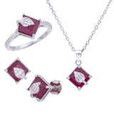 Ruby Silver Jewelry Set -925 Sterling Silver Fine Jewelry