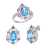 blue topaz ring, blue topaz earrings, silver earring, silver ring, silver jewelry, silver gemstone jewelry