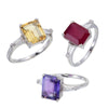 Octagon Cut Gemstone Rings