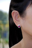 Ruby & White Gemstone Halo Earrings