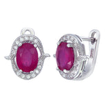 Ruby & White Gemstone Halo Earrings