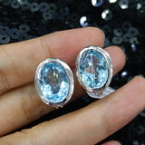 EARRINGS, BLUE TOPAZ, SILVER EARRINGS
