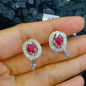 ruby earrings, silver earrings