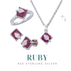 Ruby Silver Jewelry Set -925 Sterling Silver Fine Jewelry