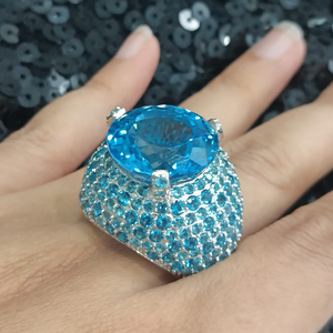 blue topaz silver ring, silver jewelry