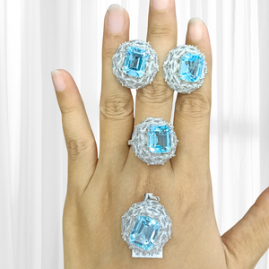blue topaz silver jewelry set