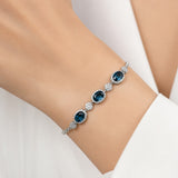 925 Sterling Silver Blue Sapphire Inspired Crystal Bracelet
