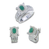 Emerald Ring & Earring Set, 925 sterling silver jewelry, women jewelry 