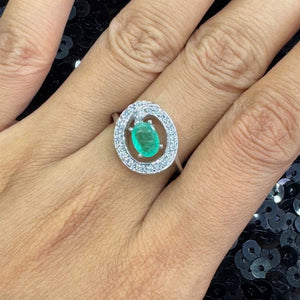 EMRALD SILVER RING, WOMEN JEWELRY