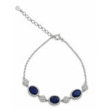925 Sterling Silver Blue Sapphire Inspired Crystal Bracelet