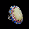 Opal & Natural Sapphire Gold Ring
