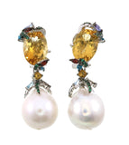 Freshwater Pearl & Multi Gemstone Earrings