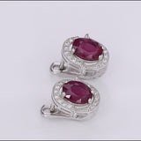 Ruby & White Gemstone Halo Earrings