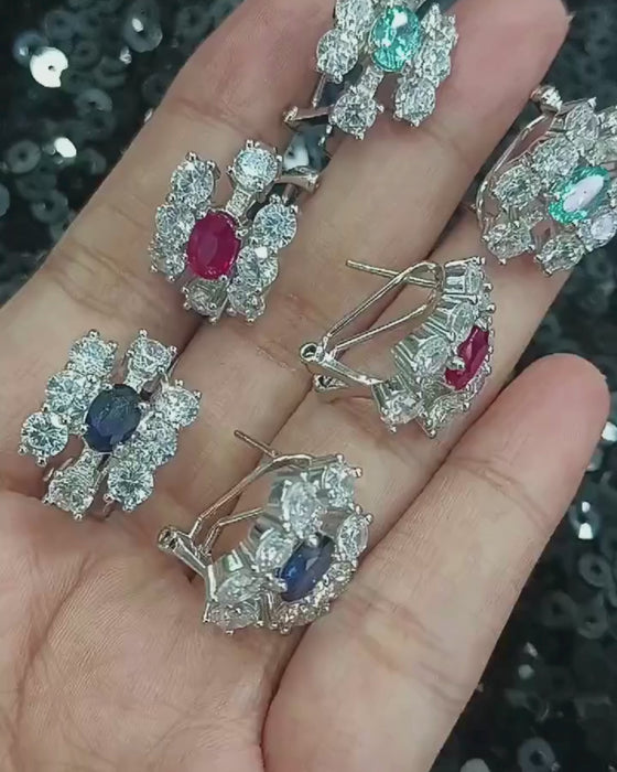gemstone earrings, silver earrigs