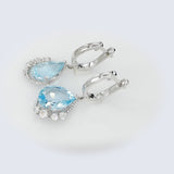 Pear-Cut Blue Topaz Drop Earrings in 925 Sterling Silver