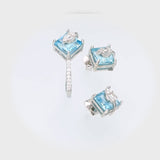 sterling silver jewelry set, blue topaz jewelry, ring, earrings