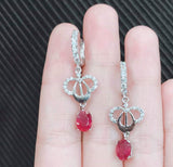 Ruby Oval & Cabochon Sterling Silver Jewelry Set