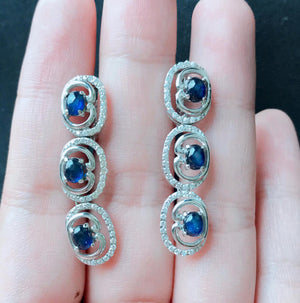 Diffusion Blue Sapphire Sterling Silver Earrings