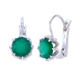 Green Agate Silver Earrings 