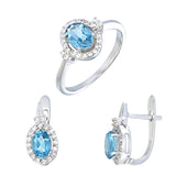 Swiss Blue Topaz Sterling Silver Ring & Earring Set