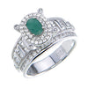 Emerald Sterling Silver Ring & Earring Set