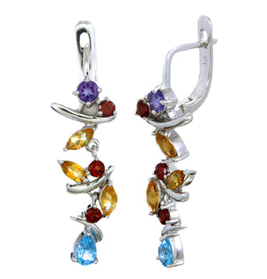multi sapphire silver earrings