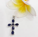 Genuine Sapphire Cross Holy Pendant