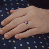 14K Yellow Gold Blue Sapphire Diamond Ring
