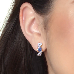 blue sapphire silver earrings