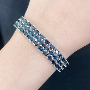 blue sapphire silver tennis bracelet