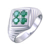 Genuine Emerald 4 Stone Sterling Silver Ring For Men