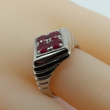 Genuine Ruby 4 Stone Sterling Silver Ring For Men