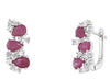 Silver Pear Ruby Earrings