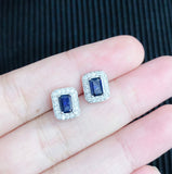 Diffusion Blue Sapphire Sterling Silver Earring