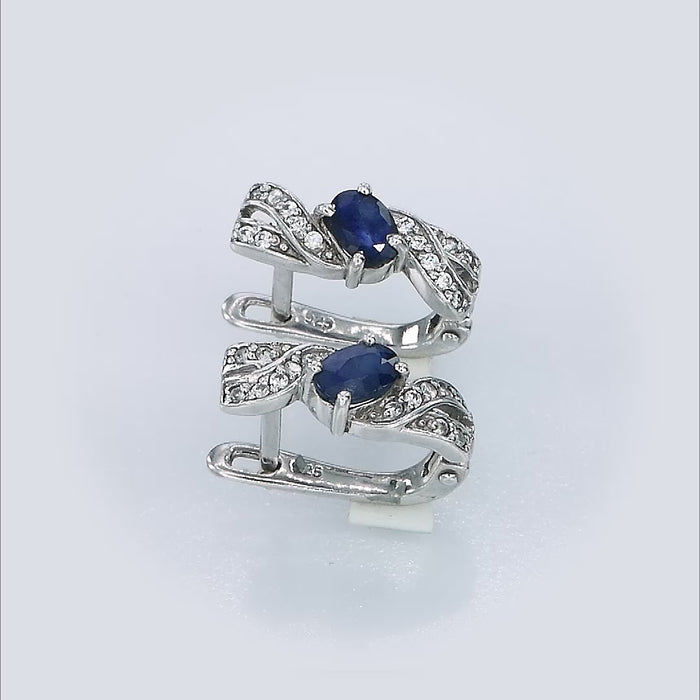 blue sapphire silver earrings, anshi jewelry, silver jewelry, fine jewelry