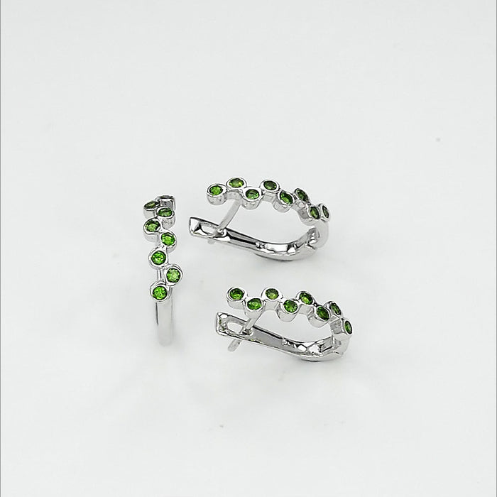 Green Diopside Sterling Silver Jewelry  Set