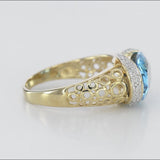 Swiss Blue Topaz 14K Gold Ring