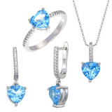 Blue Topaz  Ring, Earring & Pendant Jewelry Set