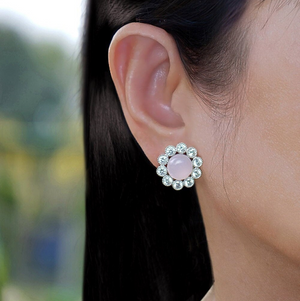 Natural Rose Quartz Earrings