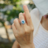 Blue Topaz Art-Deco Silver Ring